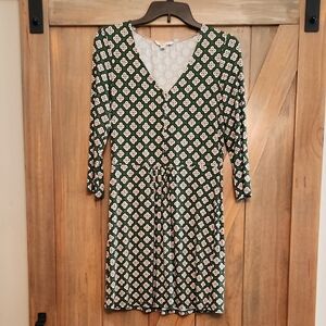 6R Boden Sabina Green Patterned 3/4 Sleeve Dress